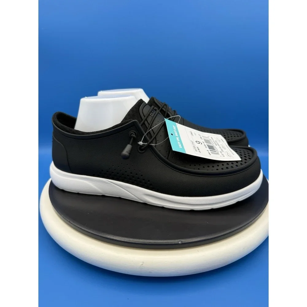 Reef Water Coast Mens Size 9 Black Lightweight Waterproof Slip On Boat Shoes NEW